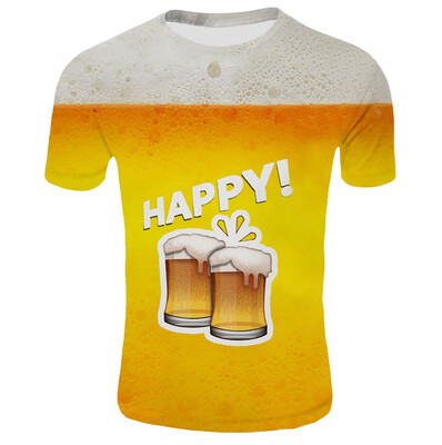 

Toponeto Mens Beer Festival New Style 3D Printed Short Sleeves Comfort Blouse Top
