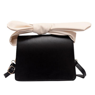 

Solid Color Bowknot Handbags PU Leather Women Flap Shoulder Crossbody Bags