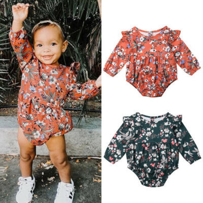 

Newborn Baby Girl Clothes Fly-Sleeve Floral Romper Jumpsuit Bodysuit Outfits Set