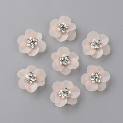 

Handmade Paillette Ornament Accessories with Rhinestones&Fabrics Pads Flower PeachPuff 2425x2223x7mm