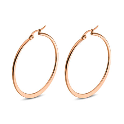 

Simple Style Big Oversize Circle Earrings Gold Plate Rose Gold Round Hoop Sleeper Earrings 20mm-60mm