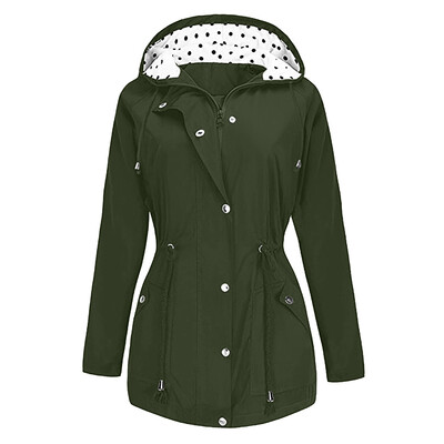 

Roseonmyhand Plus Size Outdoor Waterproof Lightweight Rain Jacket Hooded Raincoat Women Coat