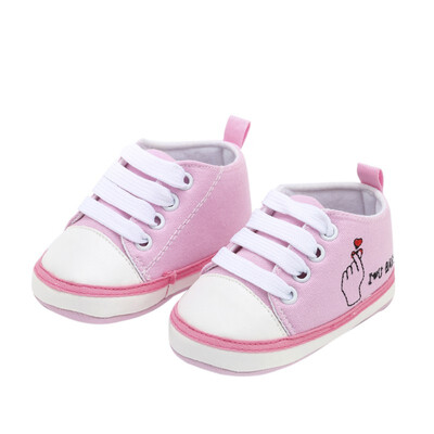 

Baby Boy Girl Toddler The First Walker Shoes Children Letter Printing Pattern Canvas Shoes Baby Lace-Up Shoes