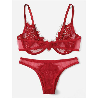 

Womens Lace Floral Bralette Bralet Bra Bustier Crop Top Cami Tank Underwear Set