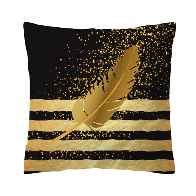 

〖Follure〗Rose Black Gold Cushion Cover Square Pillowcase Home Decoratio