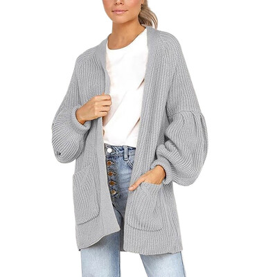 

Women Autumn Stylish Personality Concise Casual All-match Solid Color Long Sleeve Loose Cardigan
