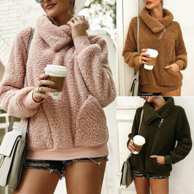 

Fashion Womens Warm Fleece Jacket Outerwear Tops Lapel Jacket Coat