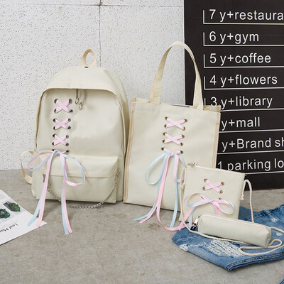 

Tailored Women Backpack Female Student Bag Bow Bag Canvas Bag Girl Backpack Travel Bag