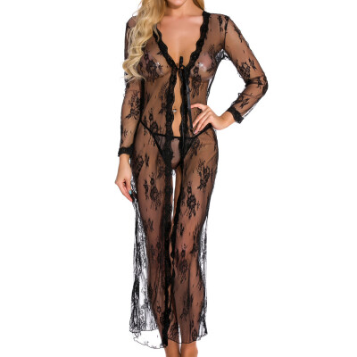 

Gobestart Women Lingerie One-piece Garment Lace Mesh Underwear V Neck Sleepwear Chemise