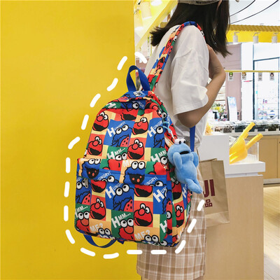 

Schoolbag female Korean Harajuku ulzzang junior high school high school students cartoon printed ins backpack ancient feeling back