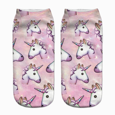 

Lovely Unicorn Print 3D Cotton Short Socks Boat Casual Cartoons Kawaii Ankle Female Cute Art Women Sock Girl Gifts Accessories