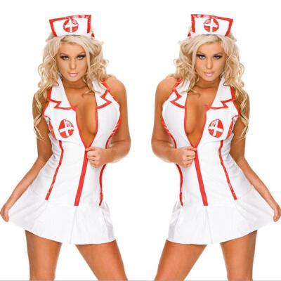 

Sexy Halloween White Doctor Nurse Costume Adult Women Outfit Dress Lingerie Set