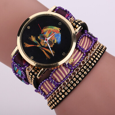 

New ethnic style series multi-color circle ladies watch