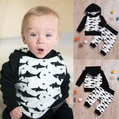 

Newborn Baby Girls Boy Hooded Tops Pants Tracksuit Trousers Outfits Clothes Sets