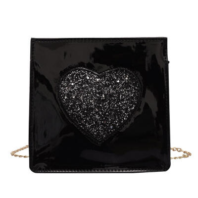 

PU Leather Sequins Heart Square Bags Women Messenger Crossbody Shoulder Bag