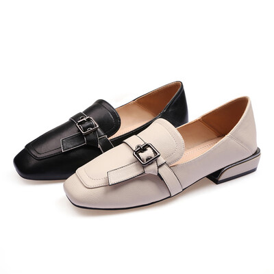 

7916-3 Korean fashion single shoes female flat with thin shallow mouth womens shoes square head s