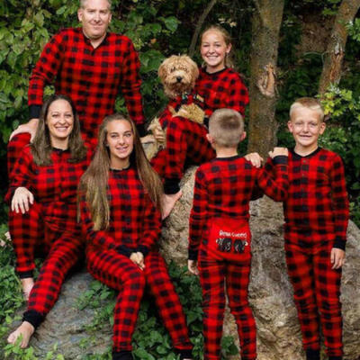

Family Matching Christmas Pajamas Set Women Kids Santa Sleepwear Nightwear