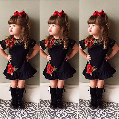 

Toddler Kids Baby Girls 3D Flower Summer Party Dress Sundress Clothes 0-4T