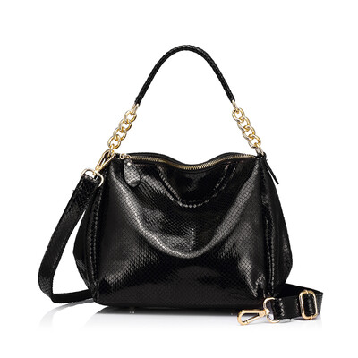 

REALER brand new female genuine leather shoulder bag luxury handbags women bags designer serpentine prints crossbody bags 2017
