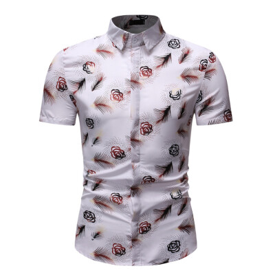 

Tailored Mens Summer Fashion Business Leisure Printing Short-sleeved Shirt Top Blouse