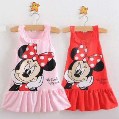 

Baby Girls Kids Cartoon Lovely Minnie Mouse Dress Sundress Clothes Party Dresses