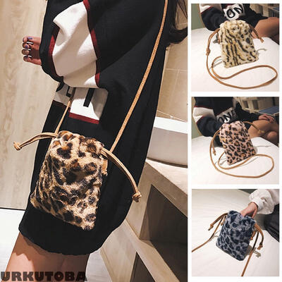 

New Fashion Women Leopard Print Shoulder Bag Plush Messenger Bags Small Mini Crossbag