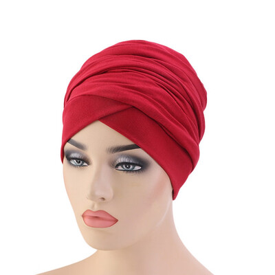 

Women Muslim Velvet Long Tail Cap Scarf Head Shawls Warp Turban Scaves Hat