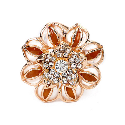 

Rhinestone Crystal Gold Pin For Women Silver Enamel Brooch Finger jewelry Pins Rose Flowe Fashion Brooches