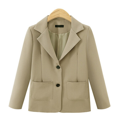

Tailored Women Fashion Autumn Loose Solid Color Jacket Ladies Office Wear Coat Blouse
