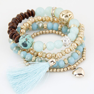 

Retro Handmade Multi-layer Crystal Beads Bracelet for Girls Woman Gift Exquisit
