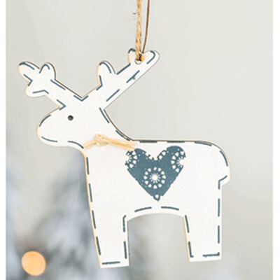 

〖Follure〗Christmas Wooden Elk Deer Ornaments Home Xmas Tree Hanging Pendant Decor