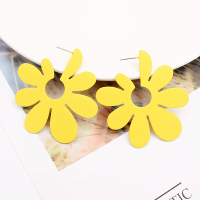 

E1006 Korean Style Cute Metal Flower Earrings For Women Girl Fashion Big Sweet Pendant Earrings Brincos Wedding Party Jewelry