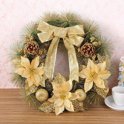 

Toponeto Christmas Artificial Pine Cone Wreath Leaf Fall Door Wall Home Ornament 40cm