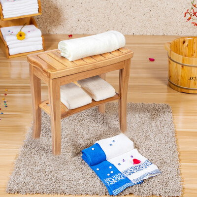 

Gobestart Bamboo Shower Seat Bench With Towel Shelf Bathroom Seat Stool Spa Chair Indoor