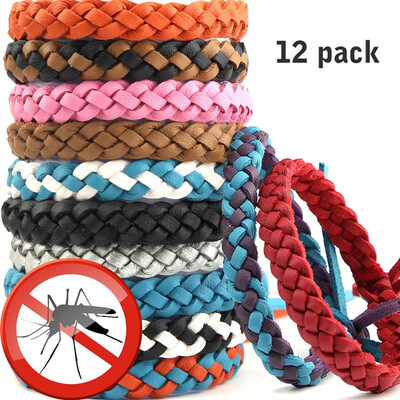 

Siaonvr Mosquito Mosquito Repellent Bracelet 12 Pack Reusable Leather Adjustable