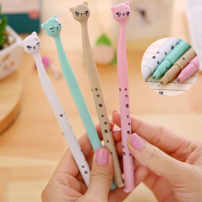 

Cute Cat Kawaii Black 05mm Gel Ink Roller Ball Point Pen Fine Korean
