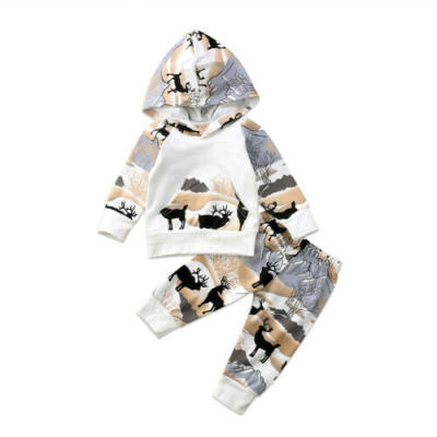 

AU Toddler Kid Baby Boys Girls Warm Hooded Long Sleeve Tops Deer Pants Leggings