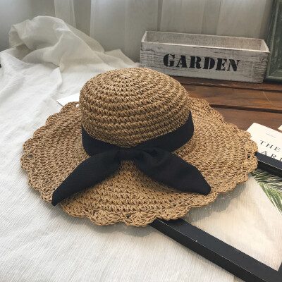 

Hat Woman Summer Korean version of 100 sets of sunshade hat straw hat small fresh beach sunscreen beach cool hat outing tide