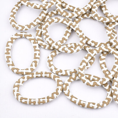 

Handmade Raffia Woven Linking Rings with Iron & Aluminum Findings Oval Platinum BurlyWood 515x37x4mm Inner Diameter 25x40m