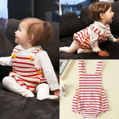 

UK Newborn Baby Girl Cotton Clothes Set Stripe Romper Bodysuit Jumpsuit Outfits