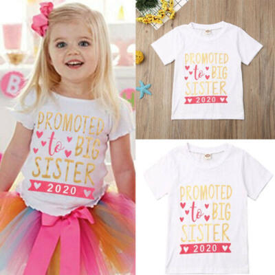 

US Seller Kids Baby Girls 2020 To be Big Sister Clothes Short Sleeve T-shirt Top