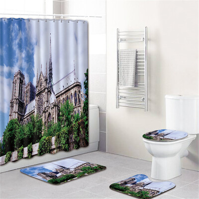 

〖Follure〗Waterproof Bathroom Shower Curtain Set Non-Slip Rug Toilet Lid Cover Bath Mat