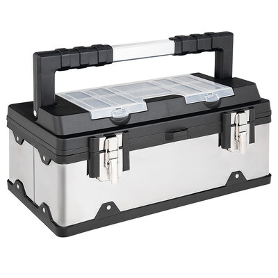 

18" Tool Box Stainless Steel&Plastic Portable Organizer with Lid