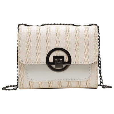 

Women Fashion Lock Ring Buckle Chain Shoulder Bag Faux Leather Crossbody Pouch