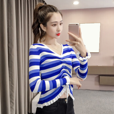 

Autumn Womens V Neck Long Sleeve Slim T Shirt New Bottoming Shirts Blouses Tops