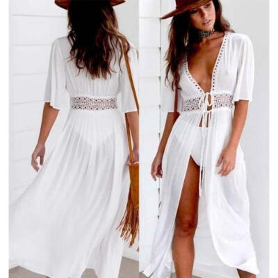 

Women Summer Lace Crochet Bikini Cover Up Swimwear Bathing Suit Beach Dress Tops