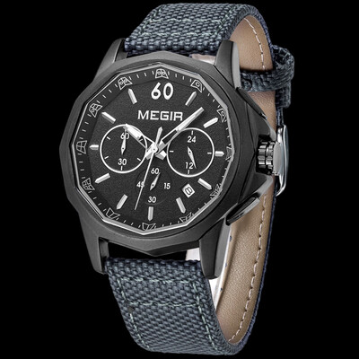 

Multifunctional waterproof three-eye sports watch canvas with mens watch