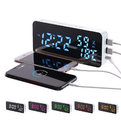 

Digital Mirror Alarm Clock 115 RGB 3 Time Displays Luminance Adjustment Daily Alarm Voice Control Weekend Alarm Snooze Function Th