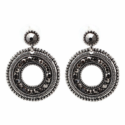 

2018 New Fashion Women Statement Big Black Crystal Stud Earrings For Wedding Fashion Rhinestone earrings for women