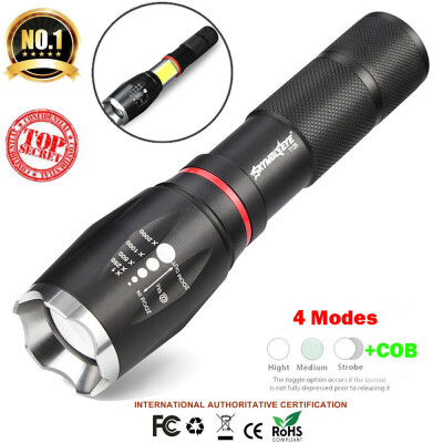 

Saidsome T6COB Tactical Military LED Flashlight Torch Zoomable 4-Mode For 18650 flashlight lamp